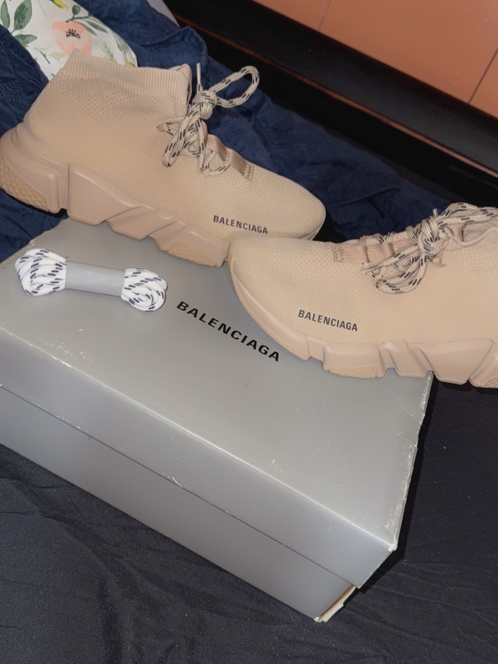 Balenciaga Beige/Tan Knit Sock Sneakers